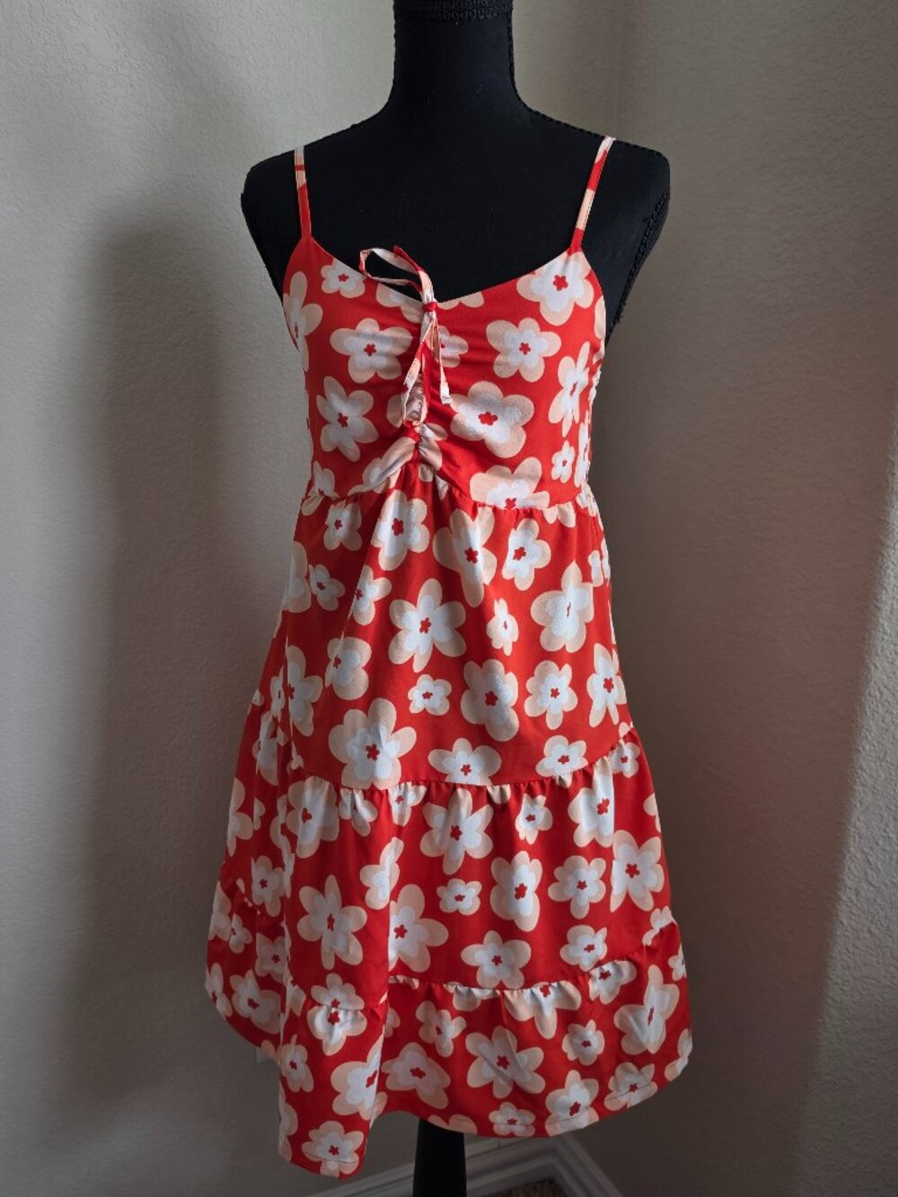 No Boundaries Orange-red Floral Young Women's Dress